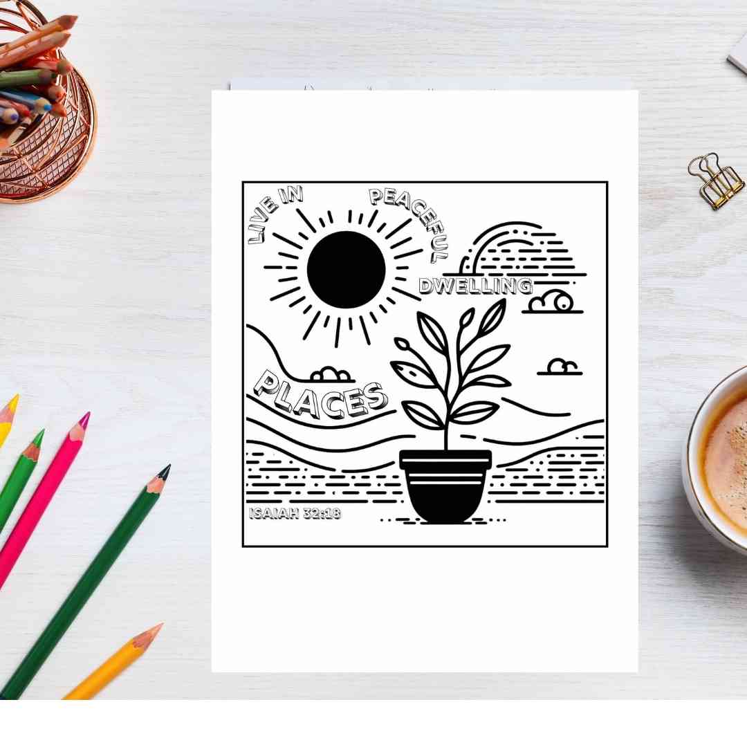 Rooted & Grounded In Peace Coloring Pages: Minimalist Boho Botanicals