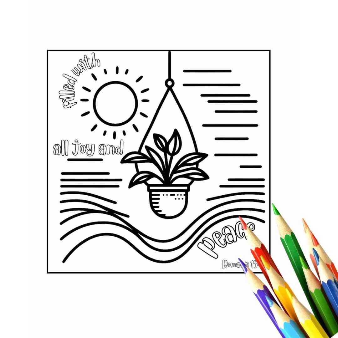 Rooted & Grounded In Peace Coloring Pages: Minimalist Boho Botanicals